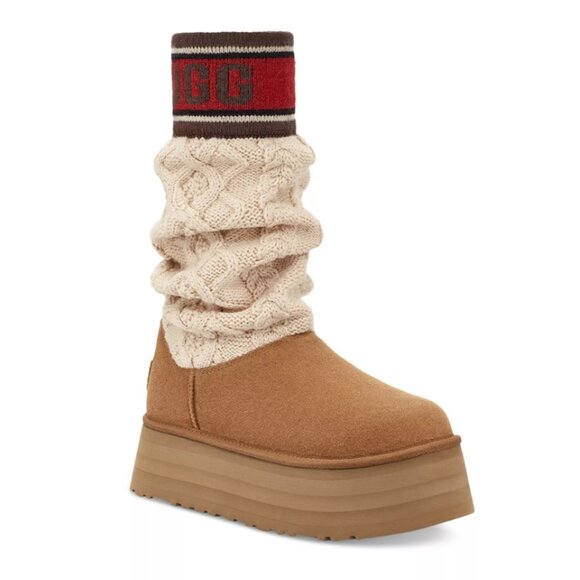 NIB - UGG Classic Sweater Letter Tall Boot, Chestnut - Size 8 - Picture 1 of 12